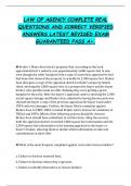 LAW OF AGENCY COMPLETE REAL  QUESTIONS AND CORRECT VERIFIED  ANSWERS LATEST REVISED EXAM  GUARANTEED PASS A&plus;&period; 
