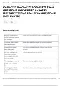 CA DMV Written Test 2025 COMPLETE EXAM QUESTIONS AND VERIFIED ANSWERS &vert;RECENTLY TESTING REAL EXAM QUESTIONS&vert; 100&percnt; SOLVED&excl;&excl;