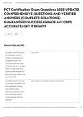 PCT Certification Exam Questions 2025 UPDATE&vert; COMPREHENSIVE QUESTIONS AND VERIFIED ANSWERS &lpar;COMPLETE SOLUTIONS&rpar; GUARANTEED SUCCESS &vert;GRADE A&plus;&excl;&excl; &lpar;100&percnt; ACCURATE&rpar; GET IT RIGHT&excl;&excl;