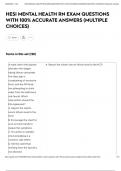 HESI MENTAL HEALTH RN EXAM QUESTIONS WITH 100&percnt; ACCURATE ANSWERS &lpar;MULTIPLE CHOICES&rpar;