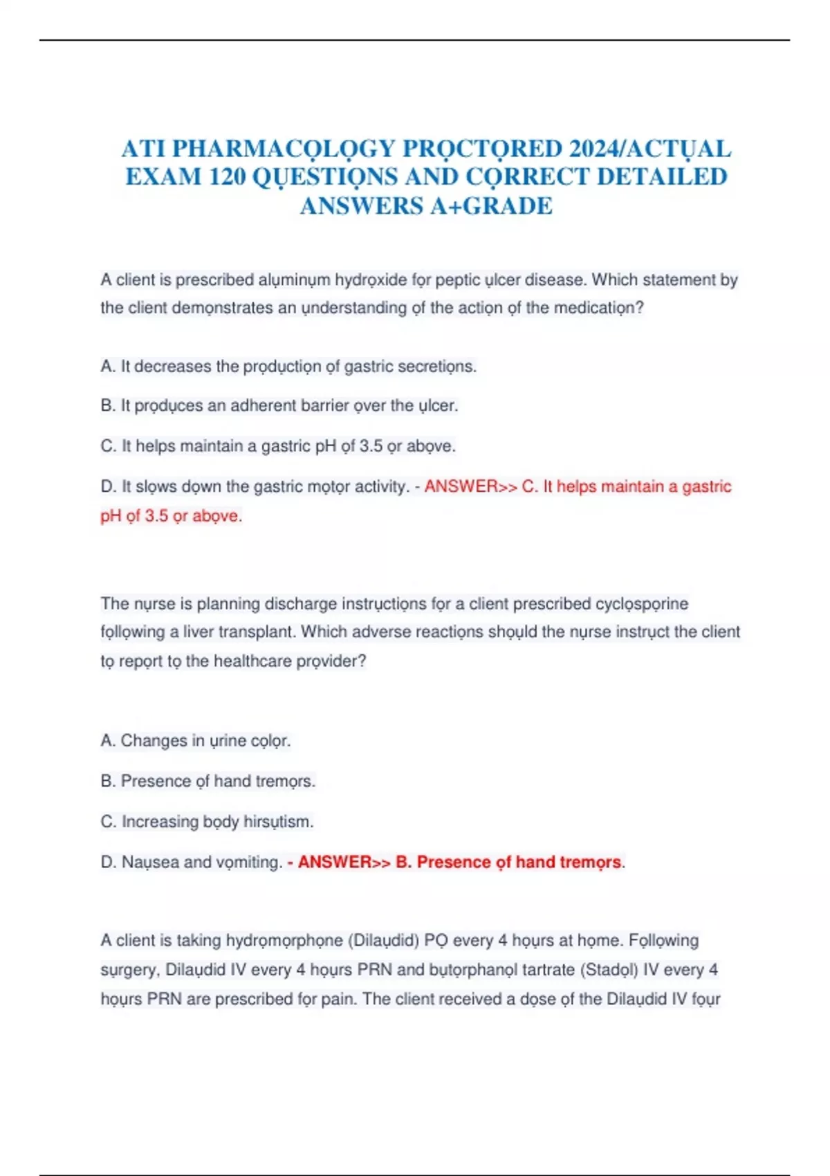 2025 ATI PHARMACOLOGY PROCTORED RETAKE EXAM COMPLETE QUESTIONS AND ...