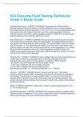  ACI Concrete Field Testing Technician Grade 1 Study Guide Questions and Answers 100&percnt; Verified