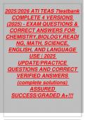 2025&sol;2026 ATI TEAS 7testbank COMPLETE 4 VERSIONS &lpar;2025&rpar; - EXAM QUESTIONS & CORRECT ANSWERS FOR CHEMISTRY&comma;BIOLOGY&comma;READING&comma; MATH&comma; SCIENCE&comma; ENGLISH&comma; AND LANGUAGE USE &vert; 2025  UPDATE&sol;PRACTICE QUESTIONS AND CORRECT VERIFIED ANSWERS  &lpar;complete solutions&rpar; ASSURED