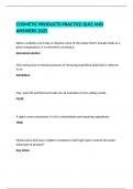 COSMETIC PRODUCTS PRACTICE QUIZ AND ANSWERS 2025