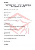 POST RBC TEST 1 STUDY QUESTIONS AND ANSWERS 2025