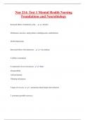 Nur 214&colon; Test 1 Mental Health Nursing  Foundations and Neurobiology