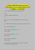 College Math Placement test Exam  UPDATED ACTUAL QUESTIONS AND  CORRECT ANSWERS 
