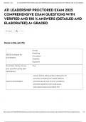 ATI LEADERSHIP PROCTORED EXAM 2025 COMPREHENSIVE EXAM QUESTIONS WITH VERIFIED AND 100 &percnt; ANSWERS &lpar;DETAILED AND ELABORATED&rpar; A&plus; GRADED