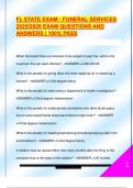 FL STATE EXAM - FUNERAL SERVICES  2025&sol;2026 EXAM QUESTIONS AND  ANSWERS &vert; 100&percnt; PASS