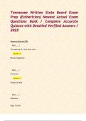 Tennessee Written State Board Exam Prep &lpar;Esthetician&rpar; Newest Actual Exam Questions Bank &sol; Complete Accurate Quizzes with Detailed Verified Answers &sol; 2025   
