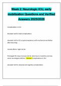 Week 2&colon; Neurologic ICU&comma; early mobilization Questions and Verified Answers 2025&sol;2026