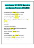 Neurological ICU EXAM Questions and Correct Answers 2025&sol;2026