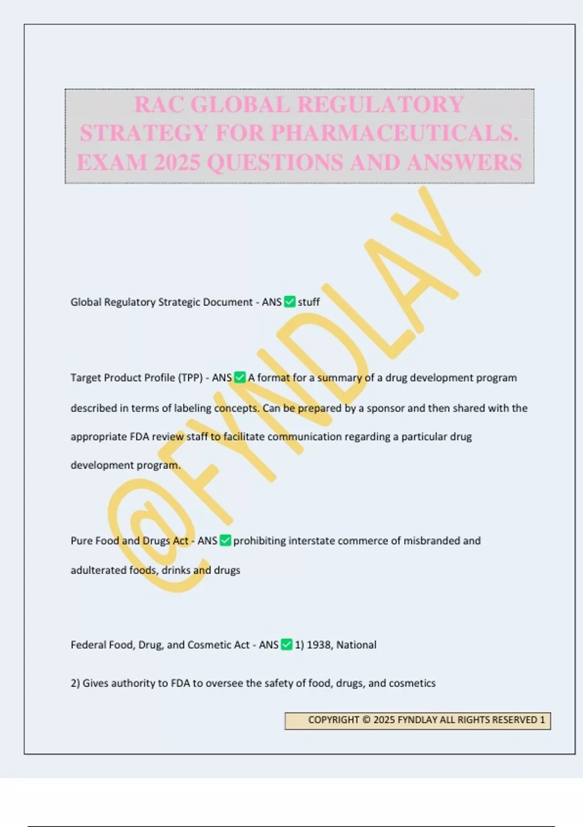 RAC GLOBAL REGULATORY STRATEGY FOR PHARMACEUTICALS. EXAM 2025 QUESTIONS ...