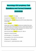 Neurology ICU prophecy Test Questions and Correct Answers 2025&sol;2026