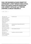 WGU C201 BUSINESS ACUMEN OBJECTIVE ASSESSMENT LATEST VERSION 2025 ACTUAL EXAM TEST BANK COMPLETE QUESTIONS AND CORRECT DETAILED and VERIFIED ANSWERS&period; ALREADY GRADED A&plus; 