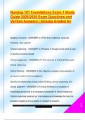 Nursing 101 Foundations Exam 1 Study  Guide 2025&sol;2026 Exam Questions and  Verified Answers &vert; Already Graded A&plus; 