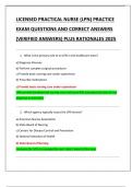 LICENSED PRACTICAL NURSE &lpar;LPN&rpar; PRACTICE  EXAM QUESTIONS AND CORRECT ANSWERS  &lpar;VERIFIED ANSWERS&rpar; PLUS RATIONALES 2025