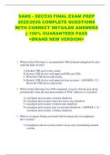 SANS - SEC530 FINAL EXAM PREP  2025&sol;2026 COMPLETE QUESTIONS  WITH CORRECT DETAILED ANSWERS  &vert;&vert; 100&percnt; GUARANTEED PASS  <BRAND NEW VERSION> 