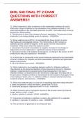 BIOL 540 FINAL PT 2 EXAM QUESTIONS WITH CORRECT ANSWERS&excl;&excl;