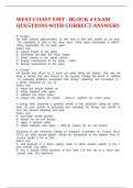 WEST COAST EMT - BLOCK 4 EXAM QUESTIONS WITH CORRECT ANSWERS