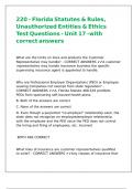 220 - Florida Statutes & Rules&comma; Unauthorized Entities & Ethics Test Questions - Unit 17 -with correct answers