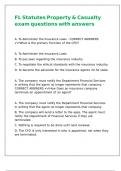 FL Statutes Property & Casualty exam questions with answers