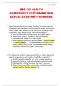 HESI V2 HEALTH  ASSESSMENT 2025 BRAND NEW  ACTUAL EXAM WITH ANSWERS&period;