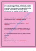 Perry Real Estate Final Exam Testbank 300 includes  accurate and verified questions covering key topics  required for licensure&comma; such as property ownership&comma;  contracts&comma; real estate law&comma; financing&comma; agency  relationships&comma; fair housing&comma; and state-specific   