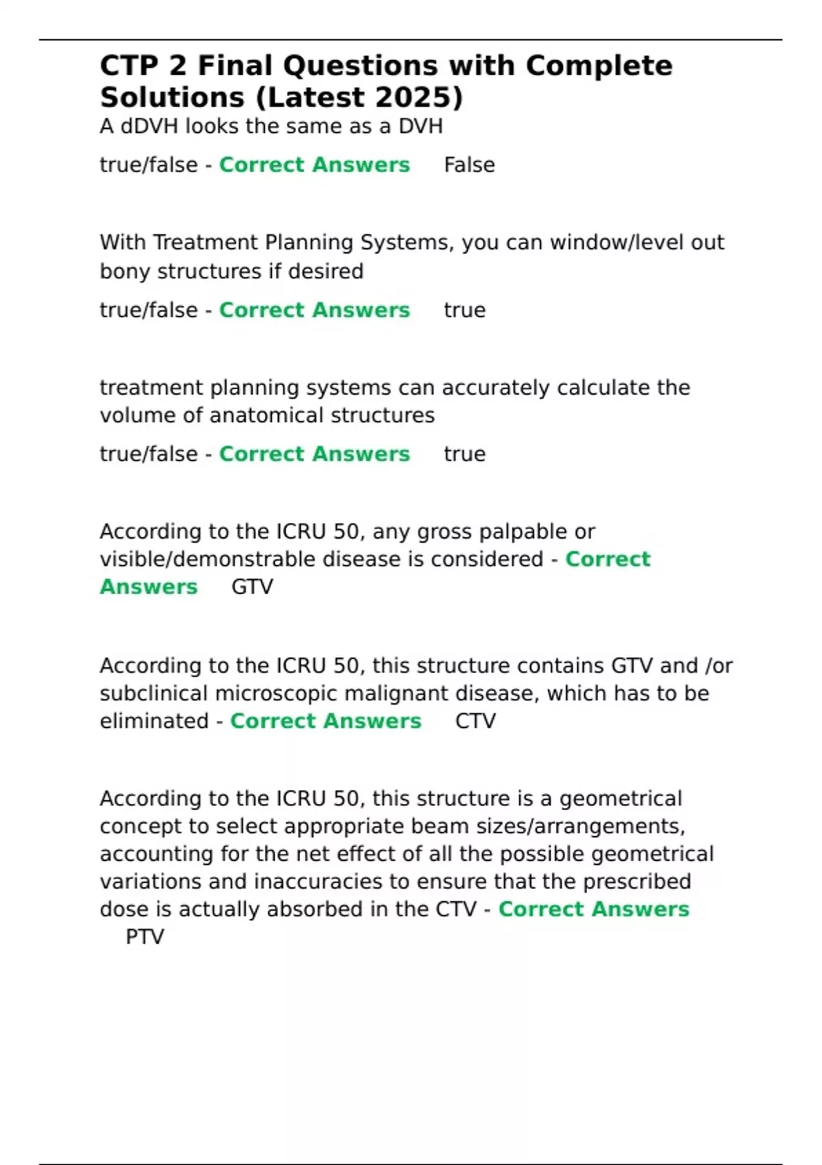 CTP 2 Final Questions with Complete Solutions (Latest 2025) - CTP 1 Exm ...