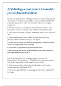AQA biology a-level paper 2 Exam with precise detailed solutions
