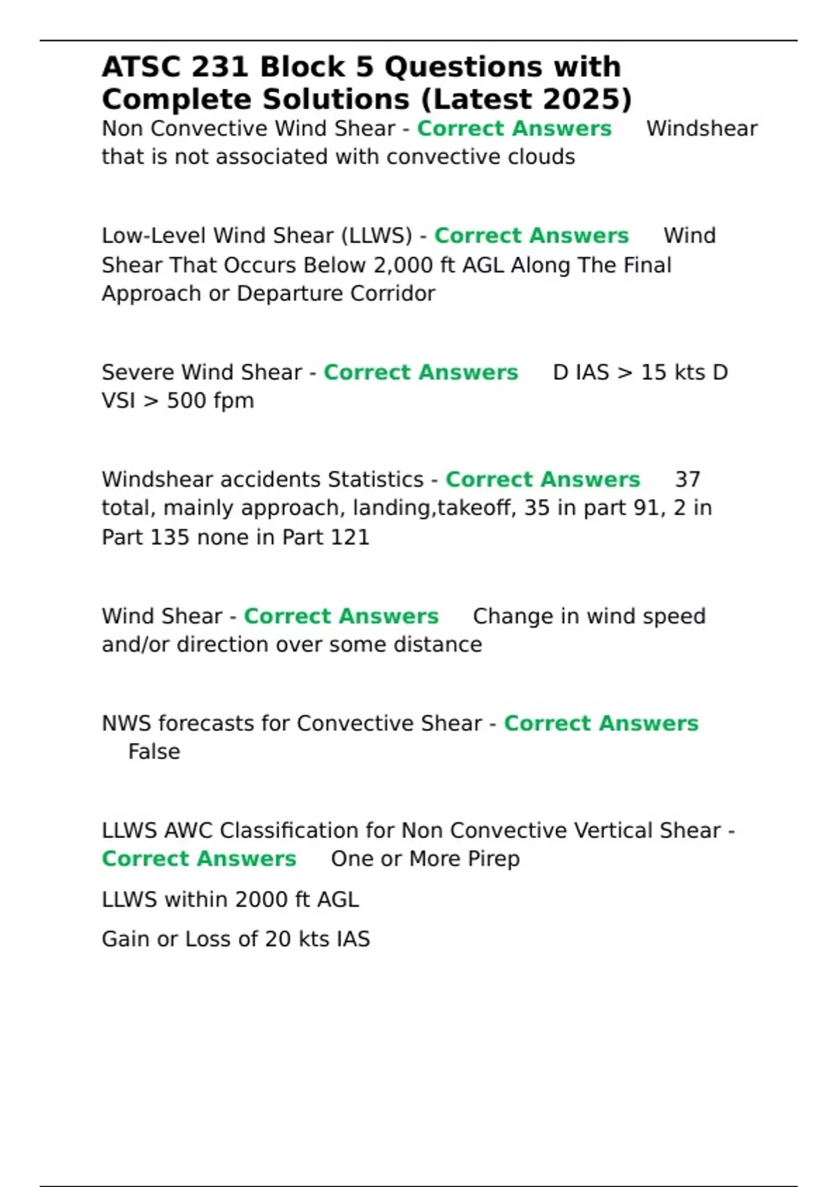 Atsc 231 Block 5 Questions With Complete Solutions Latst 2025 Atsc