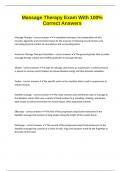 Massage Therapy Exam With 100&percnt; Correct Answers