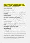 PROJECT MANAGEMENT MODULE TEST WITH ALL CORRECT & VERIFIED ANSWERS &lpar;UPDATED TO PASS&rpar;