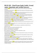 BUSN 201 - Final Exam Study Guide &vert; Actual study &vert; Questions and verified Answers