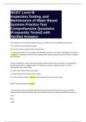 NICET Level III Inspection&comma;Testing&comma; and Maintenance of Water Based Systems Practice Test Comprehensive Questions &lpar;Frequently Tested&rpar; with Verified Answers