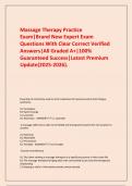  Massage Therapy Practice Exam&vert;Brand New Expert Exam Questions With Clear Correct Verified Answers&vert;All Graded A&plus;&vert;100&percnt; Guaranteed Success&vert;Latest Premium Update&lpar;2025-2026&rpar;&period;