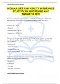 INDIANA LIFE AND HEALTH INSURANCE STUDY EXAM QUESTIONS AND ANSWERS 2025