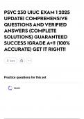 PSYC 230 UIUC EXAM 1 2025 UPDATE&vert; COMPREHENSIVE QUESTIONS AND VERIFIED ANSWERS &lpar;COMPLETE SOLUTIONS&rpar; GUARANTEED SUCCESS &vert;GRADE A&plus;&excl;&excl; &lpar;100&percnt; ACCURATE&rpar; GET IT RIGHT&excl;&excl;