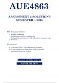 AUE4863 - ASSIGNMENT 2 SOLUTIONS YEAR - 2025