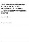 Swift River Maternal-Newborn EXAM ELABORATIONS QUESTIONS AND VERIFIED ANSWERS 2025 UPDATE &vert; 100&percnt; SOLVED