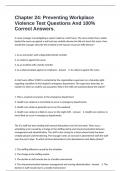Chapter 24&colon; Preventing Workplace Violence Test Questions And 100&percnt; Correct Answers&period;