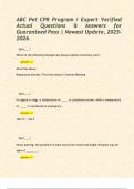 ABC Pet CPR Program &sol; Expert Verified Actual Questions & Answers for Guaranteed Pass &vert; Newest Update&comma; 2025-2026&period;   
