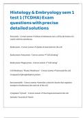 Histology & Embryology sem 1 test 1 &lpar;TCDHA&rpar; Exam questions with precise detailed solutions