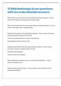TCDHA Radiology Exam questions with accurate detailed answers