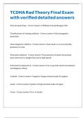 TCDHA Rad Theory Final Exam with verified detailed answers