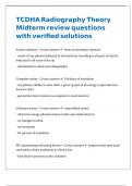 TCDHA Radiography Theory Midterm review questions with verified solutions