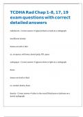 TCDHA Rad Chap 1-8&comma; 17&comma; 19 exam questions with correct detailed answers 