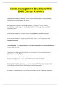 Stress management Test Exam With 100&percnt; Correct Answers