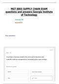 MGT 8803 SUPPLY CHAIN EXAM questions and answers Georgia Institute of Technology