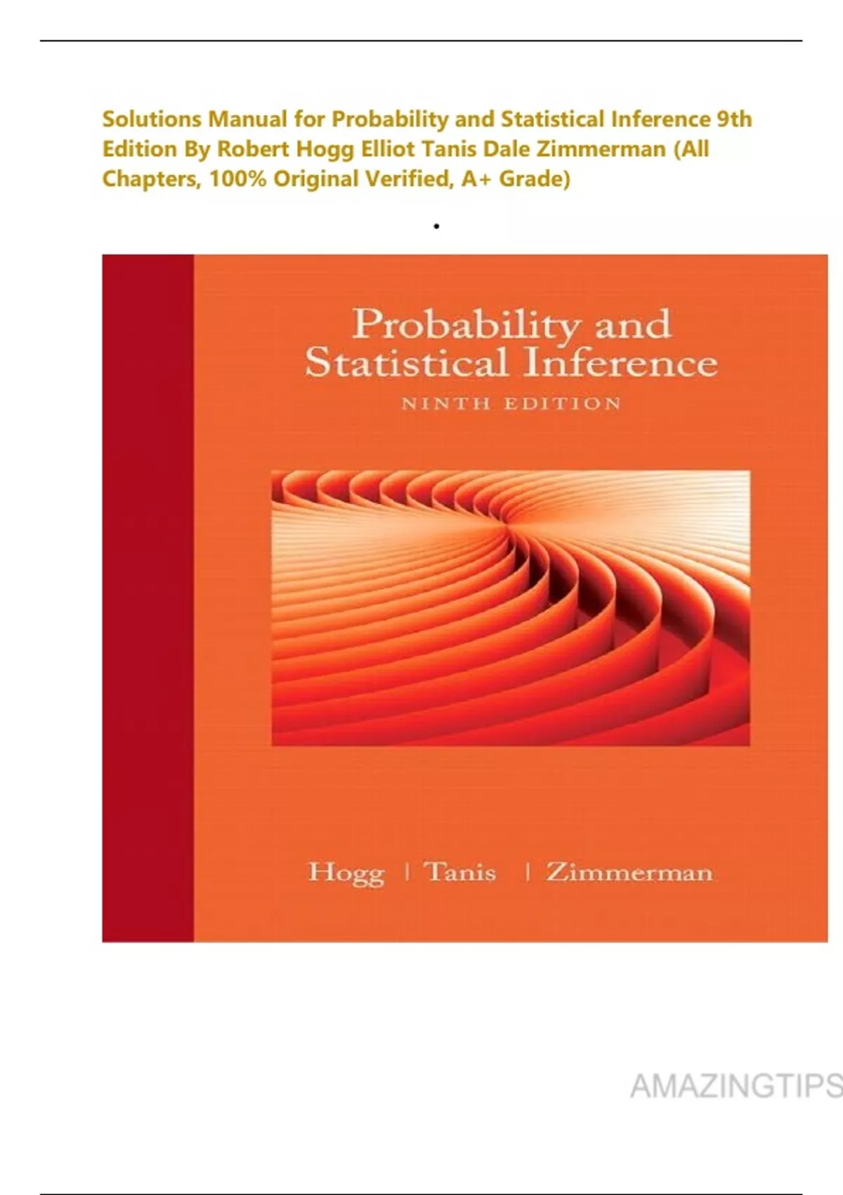 Solutions Manual for Probability and Statistical Inference 9th Edition ...